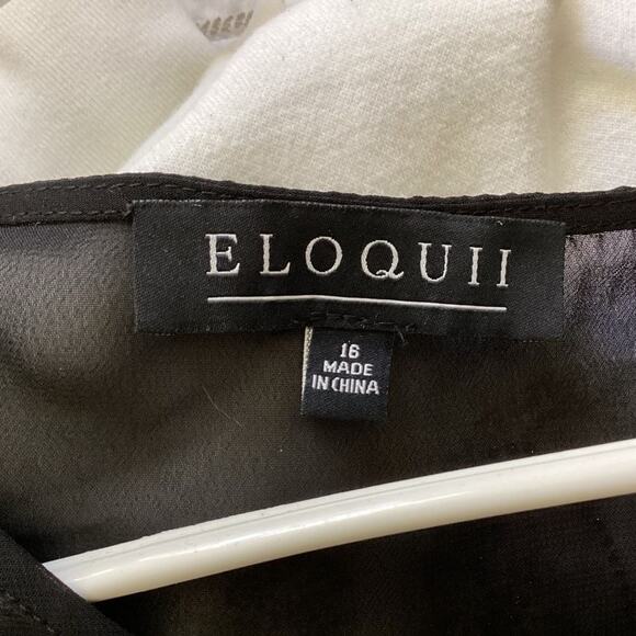 Eloquii Black Sheer Ruffle Sleeve Blouse Size 16 1X NWT - Picture 7 of 7